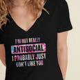 I'm Not Antisocial I Probably Just Don't Like You Introvert Women's Jersey Short Sleeve Deep V-Neck Tshirt