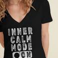 Inner Calm Mode On Introvert Saying Women's Jersey Short Sleeve Deep V-Neck Tshirt