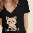 Introvert Anime Cat Ew People Women's Jersey Short Sleeve Deep V-Neck Tshirt Introvert Anime Cat Ew People Women's Jersey Short Sleeve Deep V-Neck Tshirt