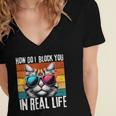 Introvert Cat How Do I Block You Retro Cat Sarcastic Men Women Girls Women's Jersey Short Sleeve Deep V-Neck Tshirt