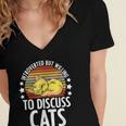 Introvert Cat Kitten Quote For Feline Whisperer Women's Jersey Short Sleeve Deep V-Neck Tshirt