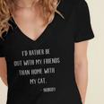 Introvert Cat Lover Quote Humor Social Introversion Women's Jersey Short Sleeve Deep V-Neck Tshirt