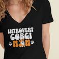 Introvert Corgi Mom Dog Pet Morca Works Dog For Men Women Women's Jersey Short Sleeve Deep V-Neck Tshirt