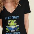 Introvert Herpetologists Amphibian Frog Lover Women's Jersey Short Sleeve Deep V-Neck Tshirt