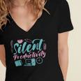 Introvert Office Staff Secretary Administrative Assistant Women's Jersey Short Sleeve Deep V-Neck Tshirt