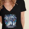 Introvert Reader Bibliofile Bookworm Loves Books Women's Jersey Short Sleeve Deep V-Neck Tshirt
