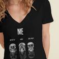Introvert Relaxation Me Myself And Silence Skulls Women's Jersey Short Sleeve Deep V-Neck Tshirt