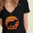 Introvert Retro Sunset Capybara Tee Women's Jersey Short Sleeve Deep V-Neck Tshirt
