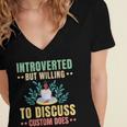 Introvert Saying Antisocial Sarcasm Introverts Women's Jersey Short Sleeve Deep V-Neck Tshirt