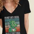 Introvert Selectively Social Anti-Social Shy Women's Jersey Short Sleeve Deep V-Neck Tshirt