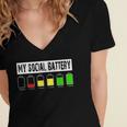 Introvert My Social Battery Low Level Graphic Women's Jersey Short Sleeve Deep V-Neck Tshirt Introvert My Social Battery Low Level Graphic Women's Jersey Short Sleeve Deep V-Neck Tshirt