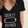 Introvert Socially Drained Battery Women's Jersey Short Sleeve Deep V-Neck Tshirt