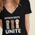 Introvert Unite Kitty Paws Raise Introverted Gathering Women's Jersey Short Sleeve Deep V-Neck Tshirt