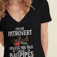 Im An Introvert Unless You Talk About Bagpipes Bagpiper Women's Jersey Short Sleeve Deep V-Neck Tshirt