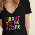 Introvert I Want To Be Alone Retro Wavy Women's Jersey Short Sleeve Deep V-Neck Tshirt Introvert I Want To Be Alone Retro Wavy Women's Jersey Short Sleeve Deep V-Neck Tshirt