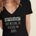 Introvert But Willing To Discuss Birds Bird Watching Birding Women's Jersey Short Sleeve Deep V-Neck Tshirt