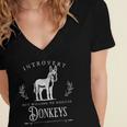 Introvert But Willing To Discuss Donkeys Vintage Retro Women's Jersey Short Sleeve Deep V-Neck Tshirt