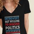 Introvert But Willing To Discuss Politics USA Elections 2024 Women's Jersey Short Sleeve Deep V-Neck Tshirt