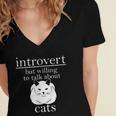 Introvert But Willing To Talk About Cats Women's Jersey Short Sleeve Deep V-Neck Tshirt