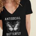 Introverted Introvert Antisocial Butterfly Women's Jersey Short Sleeve Deep V-Neck Tshirt