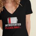Introverted Please Wait Introvert Saying Sarcasm Women's Jersey Short Sleeve Deep V-Neck Tshirt