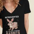 Introverted Rabbits Bunny Lover Rabbit Introvert Women's Jersey Short Sleeve Deep V-Neck Tshirt