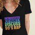 Introverted But Willing To Discuss 90's Rap Women's Jersey Short Sleeve Deep V-Neck Tshirt