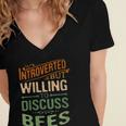 Introverted But Willing To Discuss Bees Animal Meme Women's Jersey Short Sleeve Deep V-Neck Tshirt