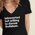 Introverted But Willing To Discuss Buffaloes Introvert Quote Women's Jersey Short Sleeve Deep V-Neck Tshirt Introverted But Willing To Discuss Buffaloes Introvert Quote Women's Jersey Short Sleeve Deep V-Neck Tshirt