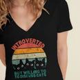 Introverted But Willing To Discuss Cats Women's Jersey Short Sleeve Deep V-Neck Tshirt