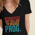 Introverted But Willing To Discuss Prog Rock Music Lover Women's Jersey Short Sleeve Deep V-Neck Tshirt