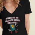 Introverted But Willing To Discuss Video Games Introvert Women's Jersey Short Sleeve Deep V-Neck Tshirt