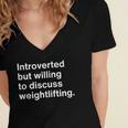 Introverted But Willing To Discuss Weightlifting Introverts Women's Jersey Short Sleeve Deep V-Neck Tshirt