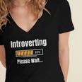 Introverting Please Wait Humor Sarcastic Geek Gamer Jokes Women's Jersey Short Sleeve Deep V-Neck Tshirt