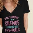 Introverts I'm Fluent In Silence And Eye-Rolls Women's Jersey Short Sleeve Deep V-Neck Tshirt