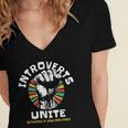 Introverts Unite Separately Own Homes Emblem Women's Jersey Short Sleeve Deep V-Neck Tshirt