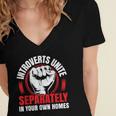 Introverts Unite Separately In Your Own Homes Saying Women's Jersey Short Sleeve Deep V-Neck Tshirt