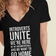 Introverts Unite We'Re Here We'Re Uncomfortable Women's Jersey Short Sleeve Deep V-Neck Tshirt Introverts Unite We'Re Here We'Re Uncomfortable Women's Jersey Short Sleeve Deep V-Neck Tshirt