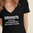Introverts We'Re Here We'Re Uncomfortable Humor Sarcastic Women's Jersey Short Sleeve Deep V-Neck Tshirt