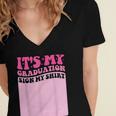 It's My Graduation Sign My Shirt Groovy Girls Graduation Women's Jersey Short Sleeve Deep V-Neck Tshirt