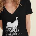 It's Way Too Peopley Outside Cute Cat Introvert Women's Jersey Short Sleeve Deep V-Neck Tshirt