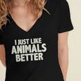 I Just Like Animals Better I Introvert Women's Jersey Short Sleeve Deep V-Neck Tshirt