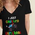 I Just Crushed Preschool Monster Graduation Women's Jersey Short Sleeve Deep V-Neck Tshirt