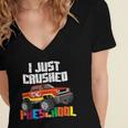 I Just Crushed Preschool Monster Truck Graduation Women's Jersey Short Sleeve Deep V-Neck Tshirt