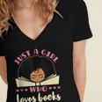 Just a Girl Who Loves Books African American Book Nerd Lover Women's Jersey Short Sleeve Deep V-Neck Tshirt Just a Girl Who Loves Books African American Book Nerd Lover Women's Jersey Short Sleeve Deep V-Neck Tshirt