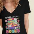 Just A Girl Who Loves Books Reading Library Women's Jersey Short Sleeve Deep V-Neck Tshirt Just A Girl Who Loves Books Reading Library Women's Jersey Short Sleeve Deep V-Neck Tshirt