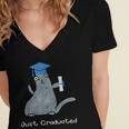 Just Graduated Cat With Graduation Cap And Diploma For Men Women Girls Kids Women's Jersey Short Sleeve Deep V-Neck Tshirt