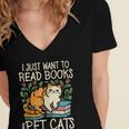 I Just Want To Read Books And Pet Cats Introvert Women's Jersey Short Sleeve Deep V-Neck Tshirt I Just Want To Read Books And Pet Cats Introvert Women's Jersey Short Sleeve Deep V-Neck Tshirt