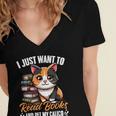 Kawaii Feline Book Reading Read Books Pet My Calico Cat Men Women Women's Jersey Short Sleeve Deep V-Neck Tshirt Kawaii Feline Book Reading Read Books Pet My Calico Cat Men Women Women's Jersey Short Sleeve Deep V-Neck Tshirt