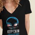 Keep Calm Earthlings Are Strange Alien Introvert Women's Jersey Short Sleeve Deep V-Neck Tshirt